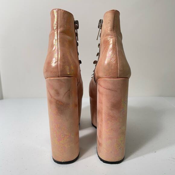 Unif Hellbound Mermaid Pink Holographic Platform Boots Alt Pastel Goth Rave 5 - Picture 5 of 10